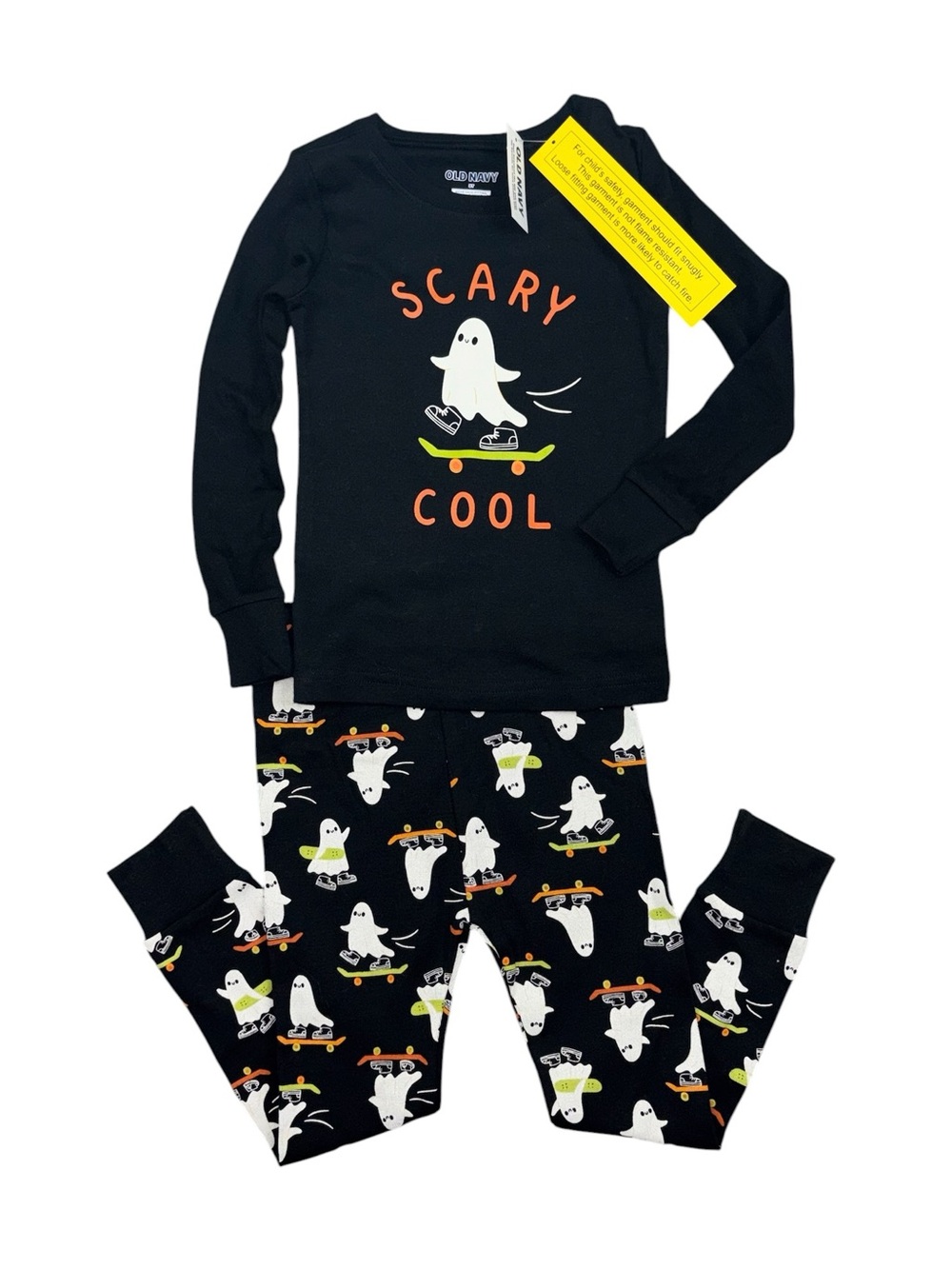 Old Navy Halloween Skateboarding Ghost Pajama Set 3T